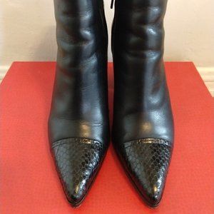Donald J. Pliner "Vaughn W-5" Black Water Snake Leather Boot Size 8